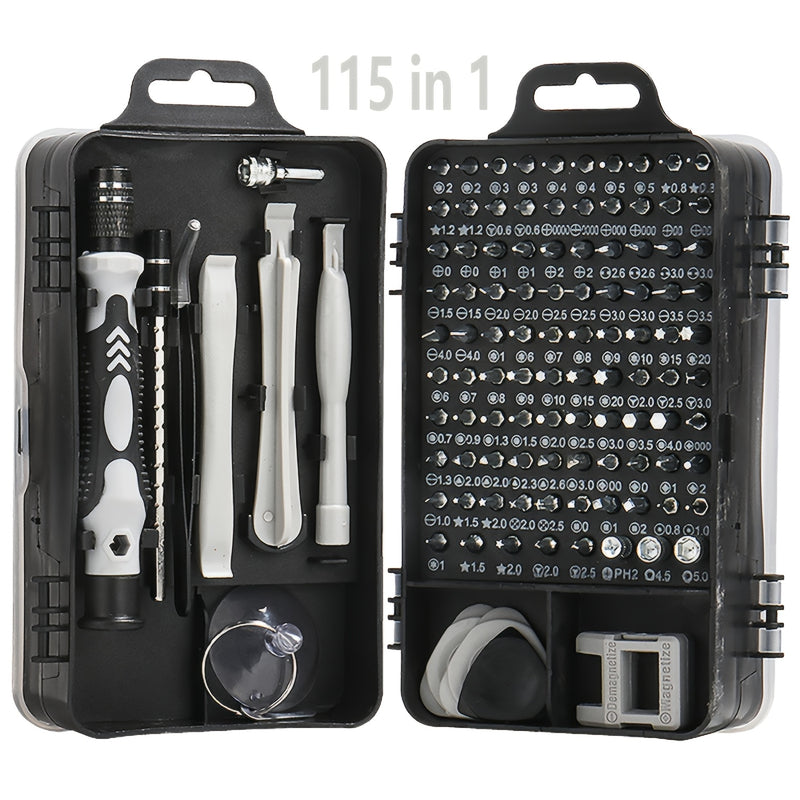 Juego de Destornilladores de Precisión 115 en 1, Kit de Herramientas para Reparación Electrónica con Bits Magnéticos Micro para iPhone, Computadora, PC, Portátil, Teléfono, Mac, Tableta, Bricolaje Doméstico, Consolas de Juegos, Gafas, Reloj, Timbre, etc