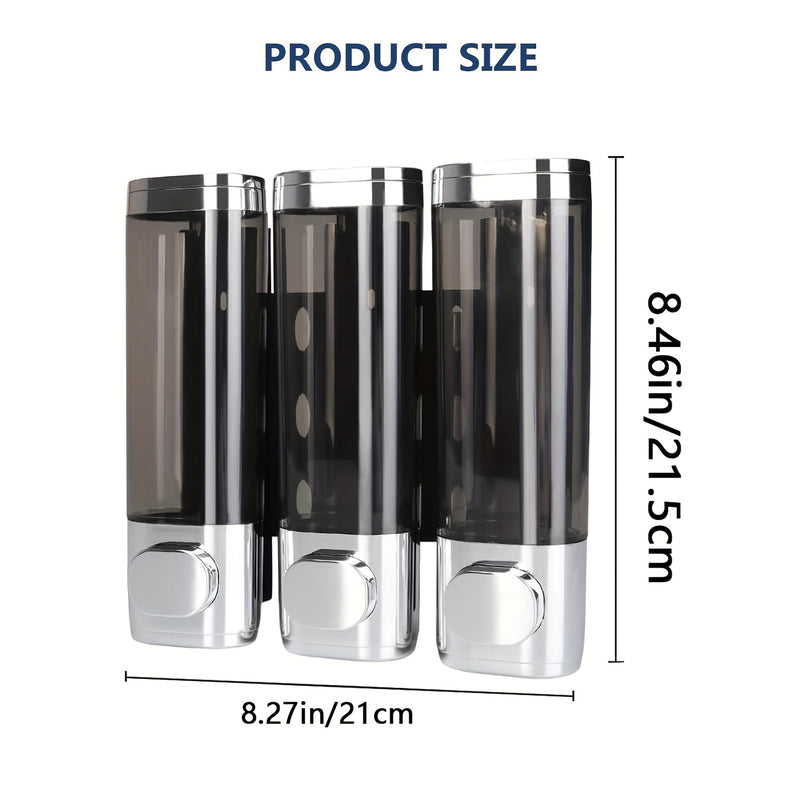 1pc Dispensador de Ducha Montado en Pared 3-en-1 - Organizador con Múltiples Compartimentos para Champú, Gel de Baño y Acondicionador - Plástico Duradero, Montaje en Pared o Uso Independiente, Sin Necesidad de Electricidad - Para Baño, Cocina u Hotel