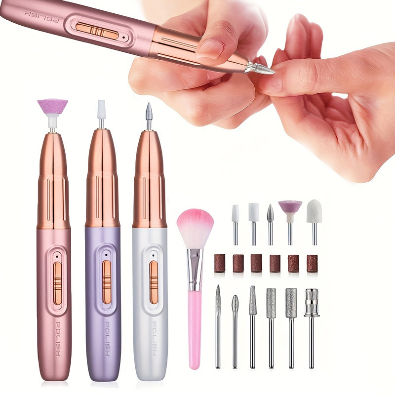 Afilador de uñas eléctrico, juego de manicura USB, herramienta de afeitado de uñas eléctrica con 5/17/34 cabezas reemplazables, máquina de cuidado de uñas y pies portátil, adecuada para uso en salones de belleza en casa, regalo para mujeres, regalo de Dí