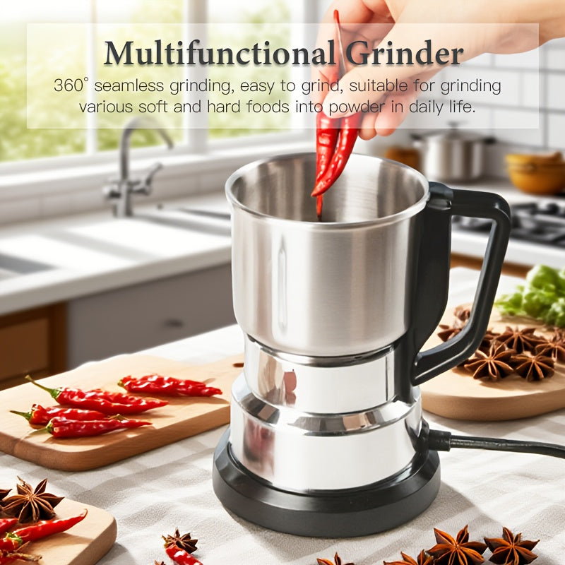 1 pieza, molinillo eléctrico de 110V de estándar americano, acero inoxidable, hojas potentes, moler café y especias con una sola toque, capacidad grande, fácil de quitar y ahorrador de tiempo.
