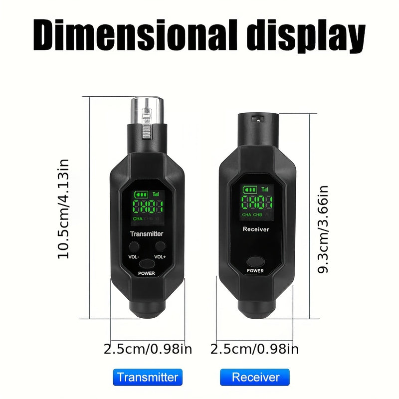 Sistema inalámbrico de micrófono XLR, transmisor y receptor de 2.4 GHz, adaptador inalámbrico recargable para micrófono dinámico y mezclador de audio