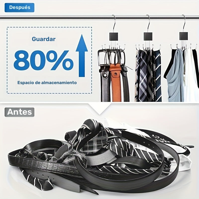 1pc / 2pcs Gancho de Almacenamiento de Bolsas Multi-Garras, Estante de Almacenamiento de Metal para Corbatas, Cinturones, Almacenamiento y Organización Doméstica para Dormitorio, Armario, Guardarropa, Hogar, Residencia Universitaria