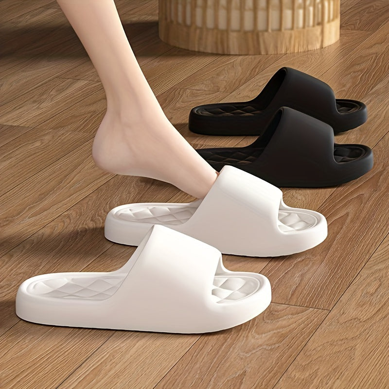 1 Par de Zapatillas EVA Casuales para Mujer - Color Sólido, Suela Gruesa Antideslizante, Chanclas de Baño para Todas las Estaciones, Fáciles de Lavar a Mano, Zapatillas de Baño