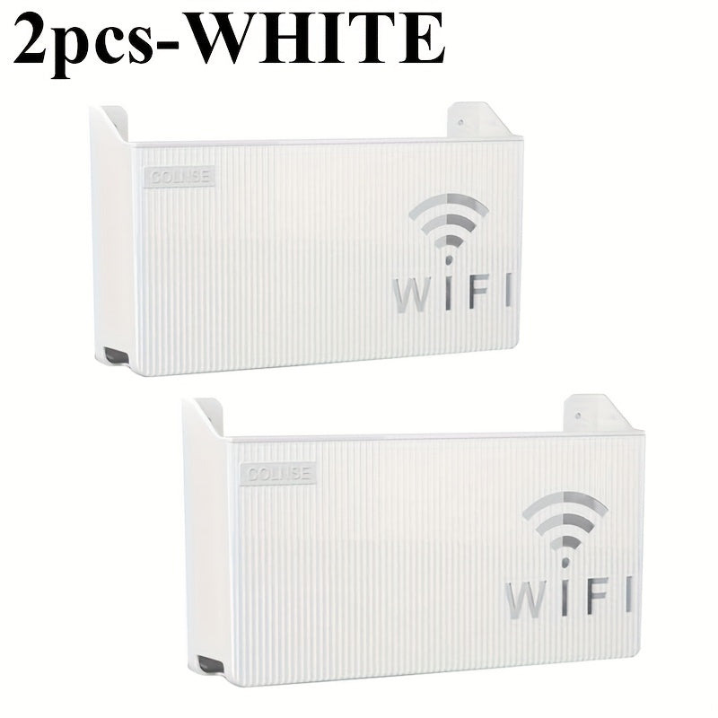 2 piezas de caja de almacenamiento para router WiFi con diseño de doble banda, soporte de 4K y puertos de red Ethernet de doble gigabit - Organizador de pared para sala de estar, dormitorio, oficina en casa - Material PP duradero, router para Internet en