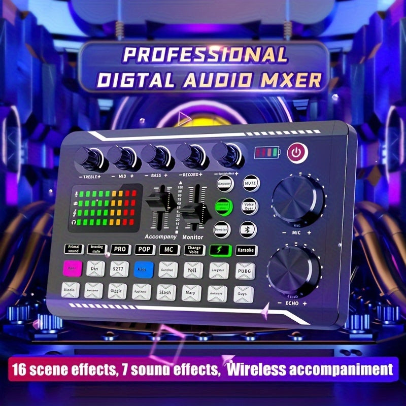 Consola de mezcla de DJ alimentada por USB con interfaz de audio, cambiador de voz, batería de litio recargable de 1200 mAh - Ideal para transmisiones en vivo, podcasts, juegos | Salida de calidad de estudio, consola de juegos