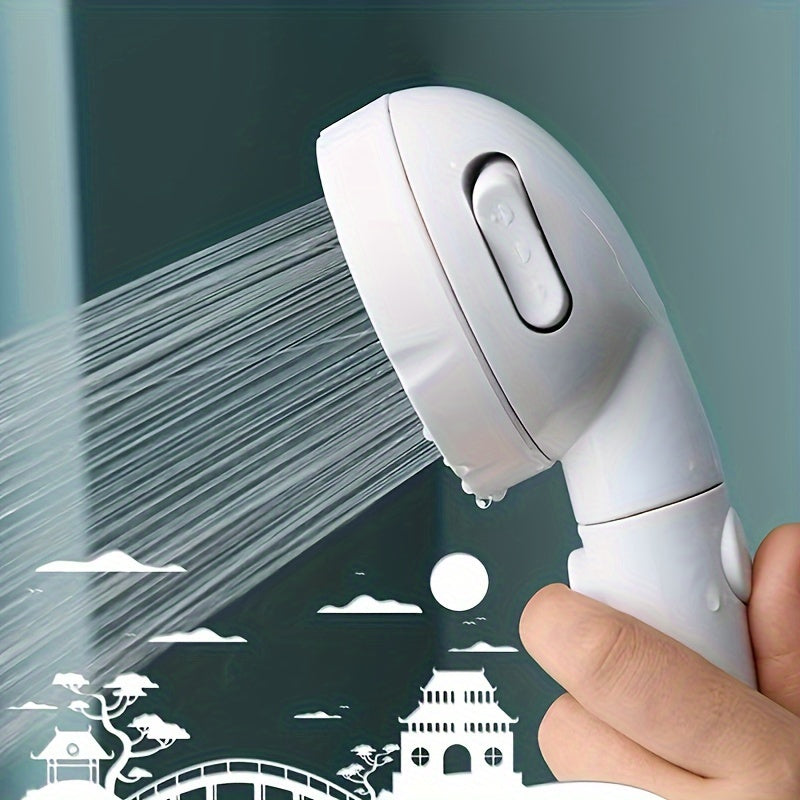 Cabezal de ducha de mano de alta presión con 3 modos, diseño redondo de plástico, configuración de lluvia, anti-obstrucción, control de temperatura fácil, adecuado para calentadores de agua en el baño, color blanco.
