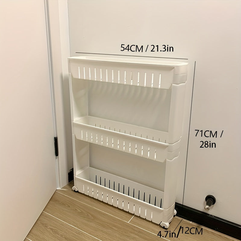 1pc Carrito de Almacenamiento Delgado con Ruedas para Ahorrar Espacio - Organiza Fácilmente los Recovecos de Cocina y Baño