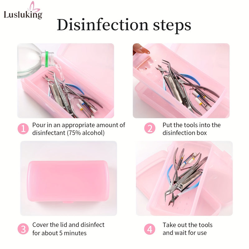 1pc LUSLUKING Esterilizador Portátil para Herramientas de Uñas - Desinfección sin Batería para Instrumentos de Manicura (Cortaúñas, Tijeras, Pinzas), Estuche de Doble Capa y Almacenamiento, Material Hipoalergénico, Uso en Viajes y Salones, Diseño Compact