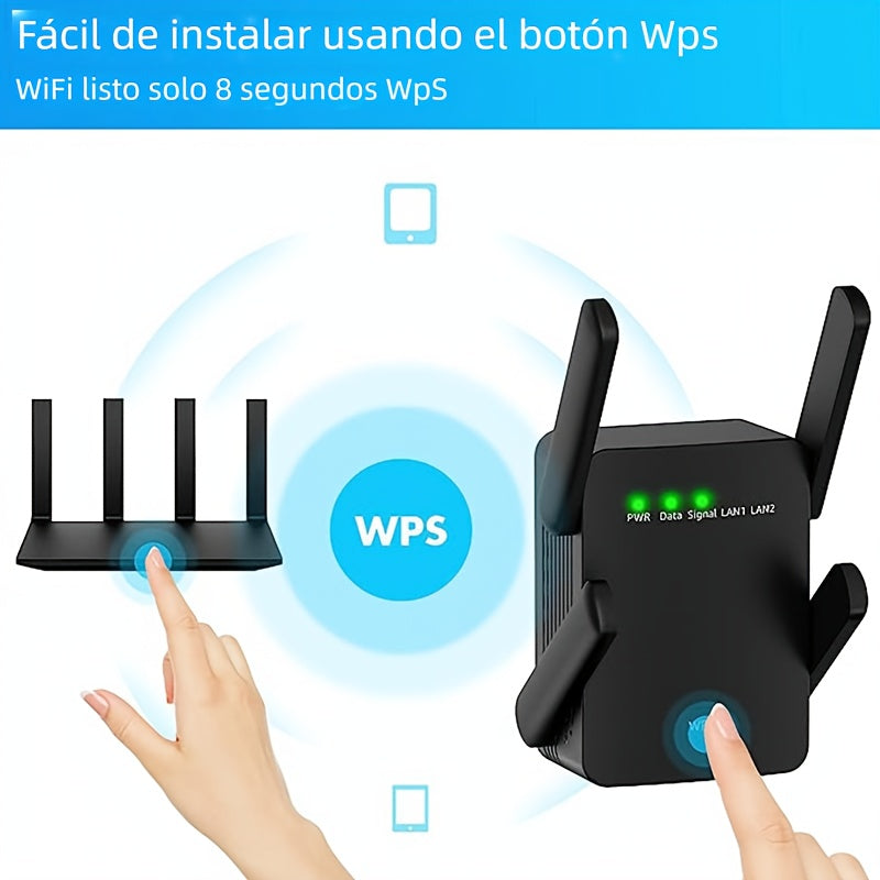 Extensor de señal WiFi para el hogar: Repetidor inalámbrico de internet con cobertura de hasta 6500 pies cuadrados y más de 45 dispositivos, amplificador de señal inalámbrica
