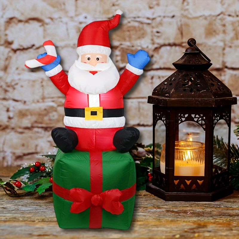 Caja de regalo inflable de Santa Claus, 182.88 cm, iluminación, enchufe americano, ideal para bodas/centros comerciales/patios/fiestas al aire libre, figura inflable navideña