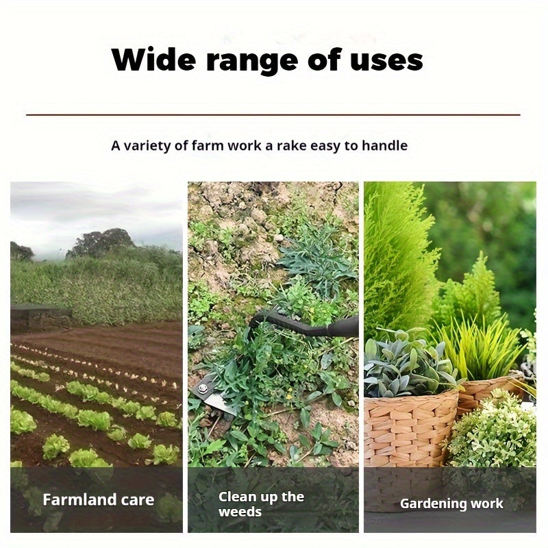 1pc Azada de Acero al Manganeso Resistente, Ideal para Deshierbar, Aflojar Suelto, Arar y Tareas de Jardinería con Rastrillo Metálico Multiusos de 8 Púas