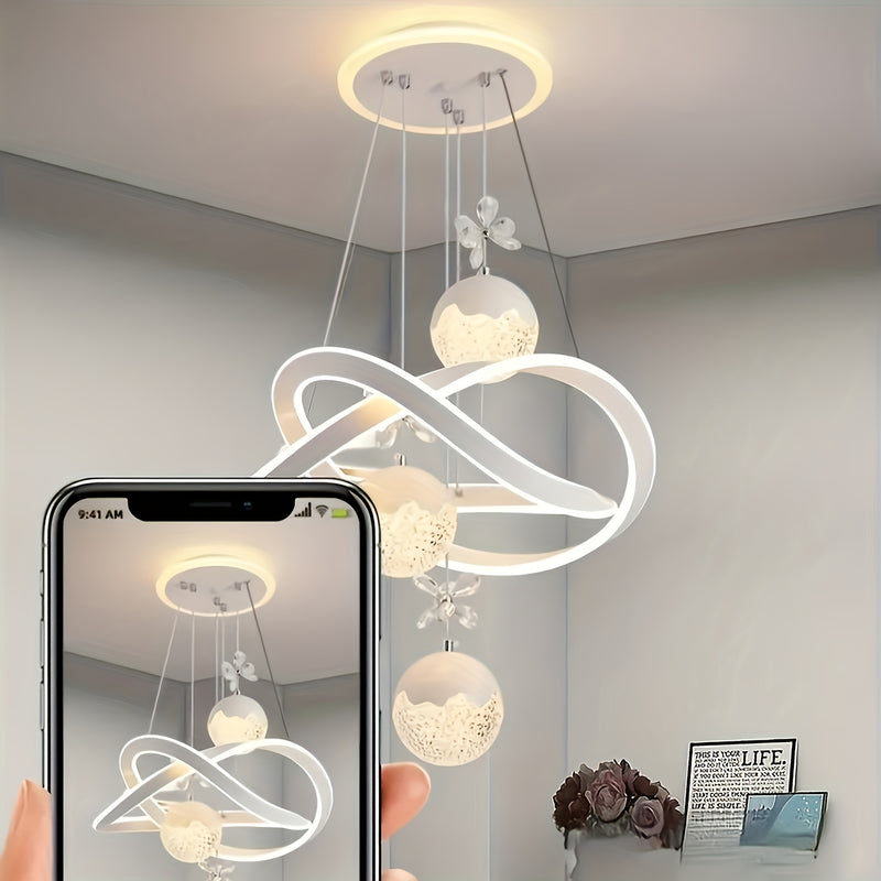 Luminaria de techo LED moderna - Luz de techo LED ajustable de 3 colores con detalles de cristal, marco de metal, hardware fácil de usar para la instalación, adecuado para el comedor, apartamento o bar.