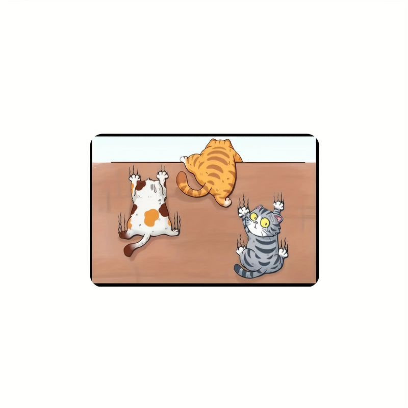 Alfombra Antideslizante De Caricatura De Gato Lindo, Absorbente Y Lavable Para Entrada, Sala De Estar, Cocina, Baño, Decoración De Hogar Duradera De Poliéster