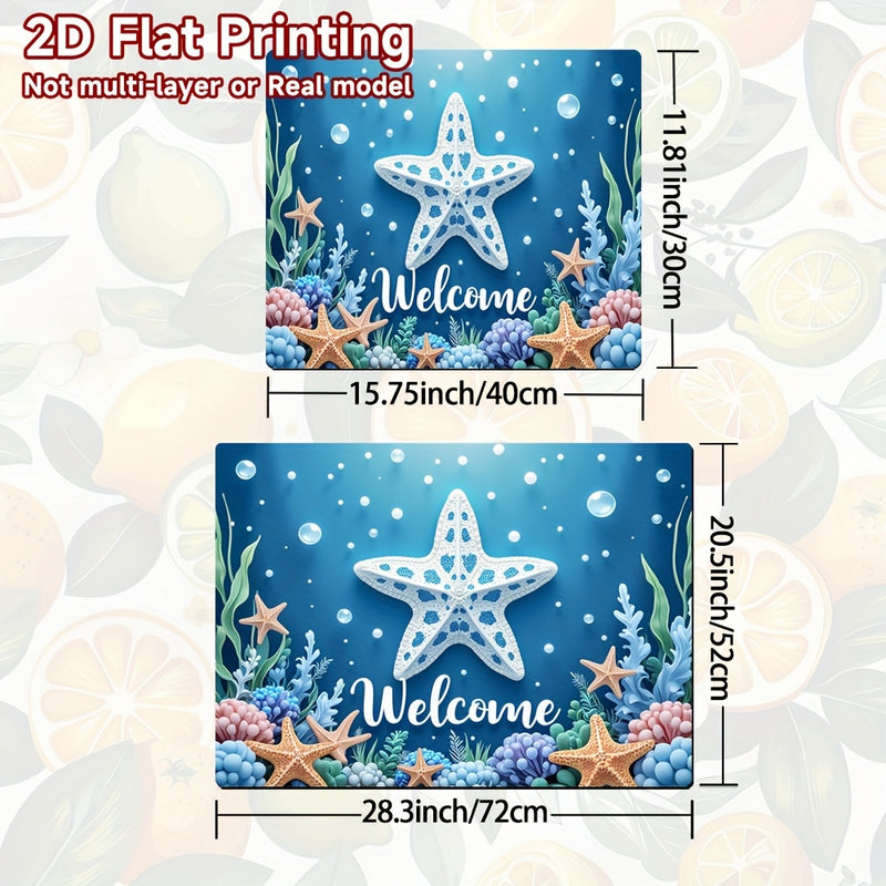 1pc Protector de Encimera con Temática Oceánica - Bienvenido Azul y Criaturas Marinas, Antideslizante para Cocina, Resistente a Rayones - Fácil de Limpiar y Cambiar - Para Estufas de Gas y Eléctricas, Superficies Planas - Decoración Costera Moderna, Mate
