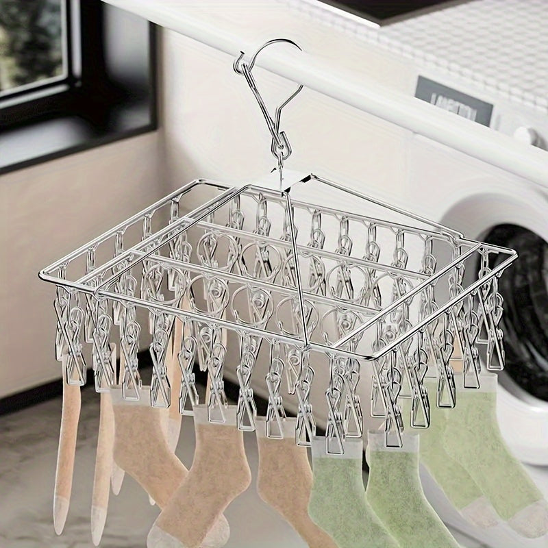Perchero multipinzas de acero inoxidable para cortavientos, perchero pulido para secar calcetines de metal, pinza sólida gruesa para calcetines domésticos, perchero para secar ropa interior y calcetines en el balcón