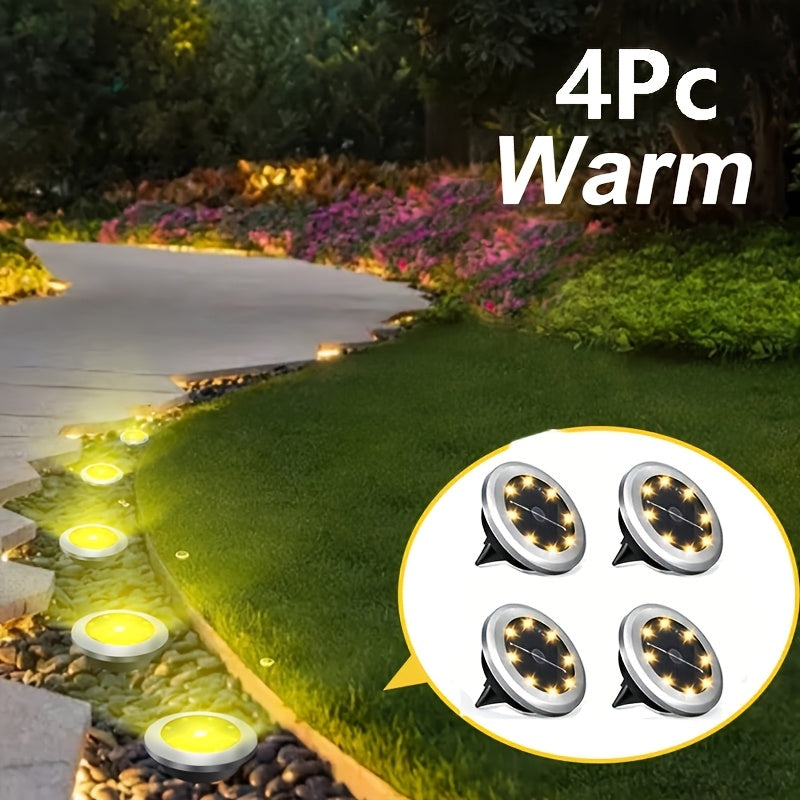 FACHOI 12/8/4 piezas luces solares para exterior, luces LED cálidas para jardín, terraza o camino, base de acero inoxidable, resistentes y duraderas