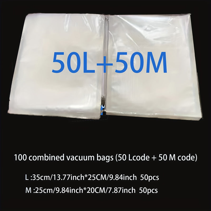 100pcs Bolsas de Sellado al Vacío Premium - Grado Comercial para Almacenamiento y Frescura de Alimentos, Ideales para Cocinas Domésticas, Compatibles con Todas las Máquinas Selladoras al Vacío