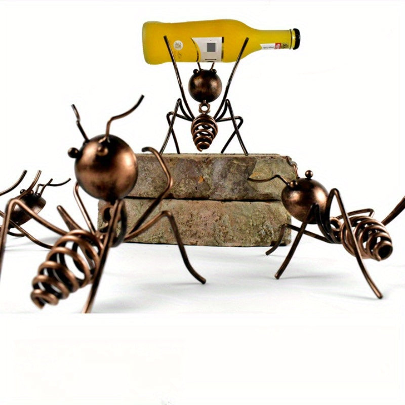 Elegante soporte de vino de metal con diseño de hormigas realistas - Soporte creativo para cócteles y cerveza, perfecto para el hogar, restaurantes y decoración de bares, decoración de hormigas