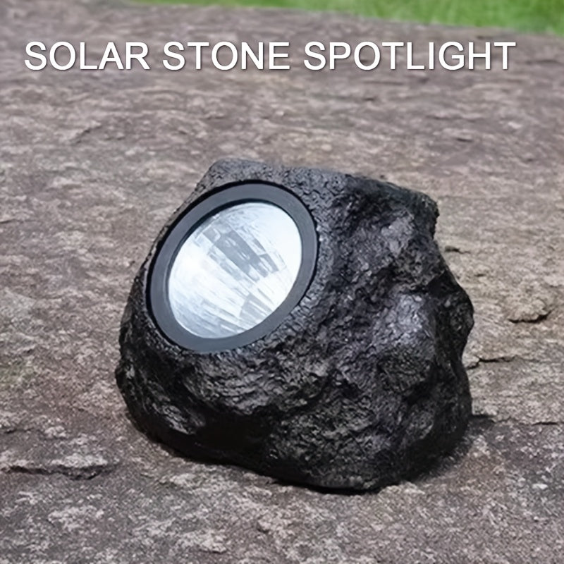 1 lámpara de piedra solar - Luz de paisaje exterior de imitación de piedra con pantalla de vidrio, montaje semienterrado de plástico duradero para jardín, patio, decoración de villa, bodas y celebraciones de cumpleaños, instalación fácil, luces solares p