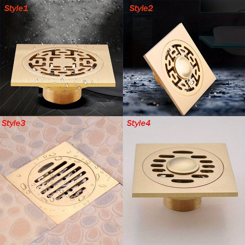 1pc Desagüe de Ducha de Piso de Cobre Cuadrado, Desagüe de Piso para Bañera y Ducha, Evitador de Reflujo de Drenaje de Baño