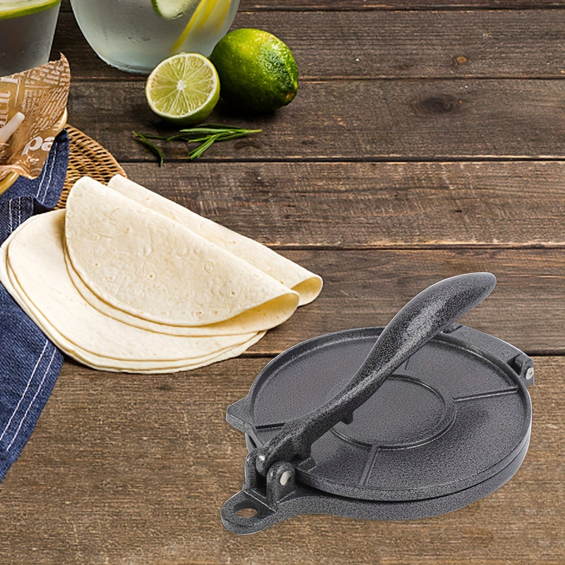 1pc Herramienta de Prensa Manual para Rollos de Maíz DIY - Aleación de Aluminio, Mango Largo, Plegable para Hornear Gofres de Crema y Bolas de Masa, Material Metálico, Uso en Cocina y Restaurante, Ideal para Aficionados a la Cocina Casera