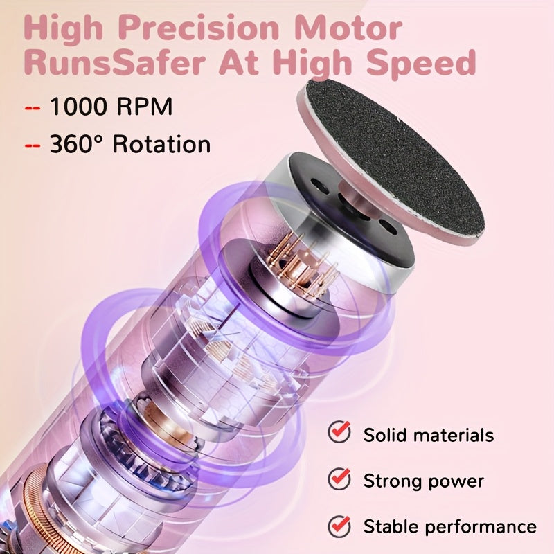 Dispositivo de Pedicura para el Hogar, Ajuste Multivelocidad, Recargable USB, 1200mAh, Dorado Rosa