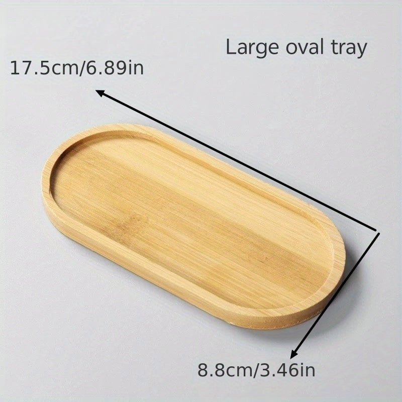 Bandeja ovalada multifuncional de bambú pulido, diseño sólido, temática urbana, ideal para tocadores, mesones de baño, posavasos para té y café, almacenamiento de cosméticos, hogar y cocina, Navidad, San Valentín