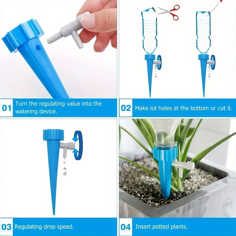 20 piezas de regadera automática con boquilla ajustable, que cuenta con una válvula de liberación lenta adecuada para grifos de EE. UU./UE, plástico duradero para plantas de vacaciones al aire libre - Colores aleatorios, boquilla de manguera de jardín, c