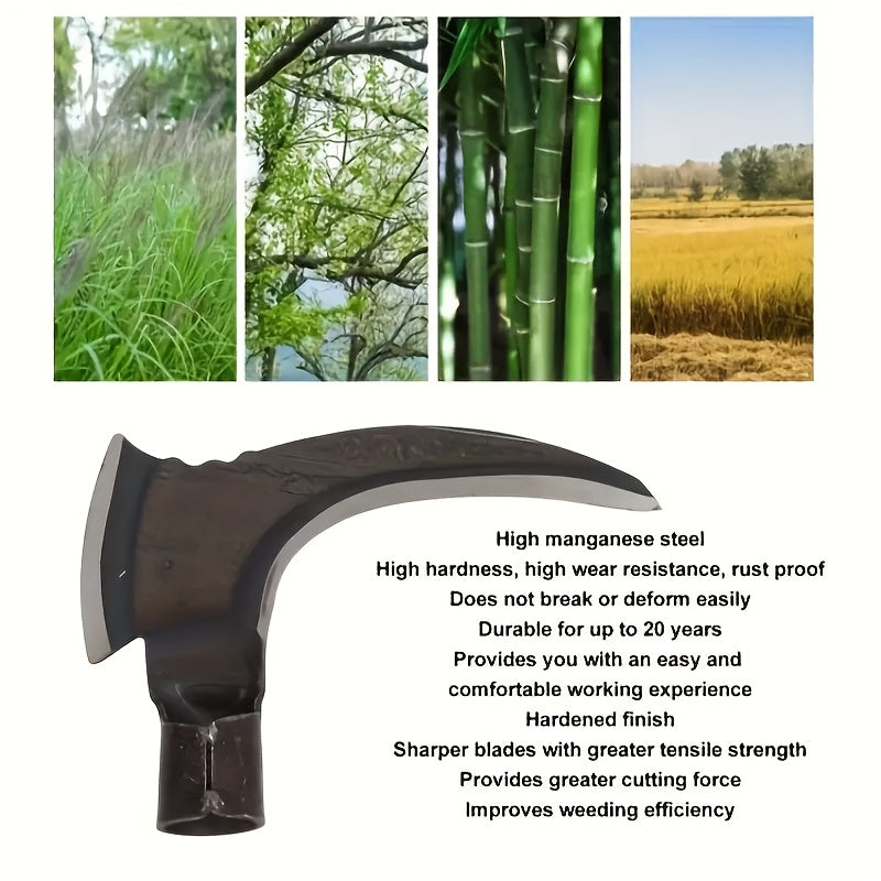 Guadaña de Doble Corte Resistente - Construcción Metálica Reforzada con Hoja Afilada para Cortar Árboles, Leñar, Jardinería y Cosecha - Herramienta Profesional para Trabajos en el Hogar y Exteriores, Diseño Ergonómico, Durabilidad Maximizada, Ideal para
