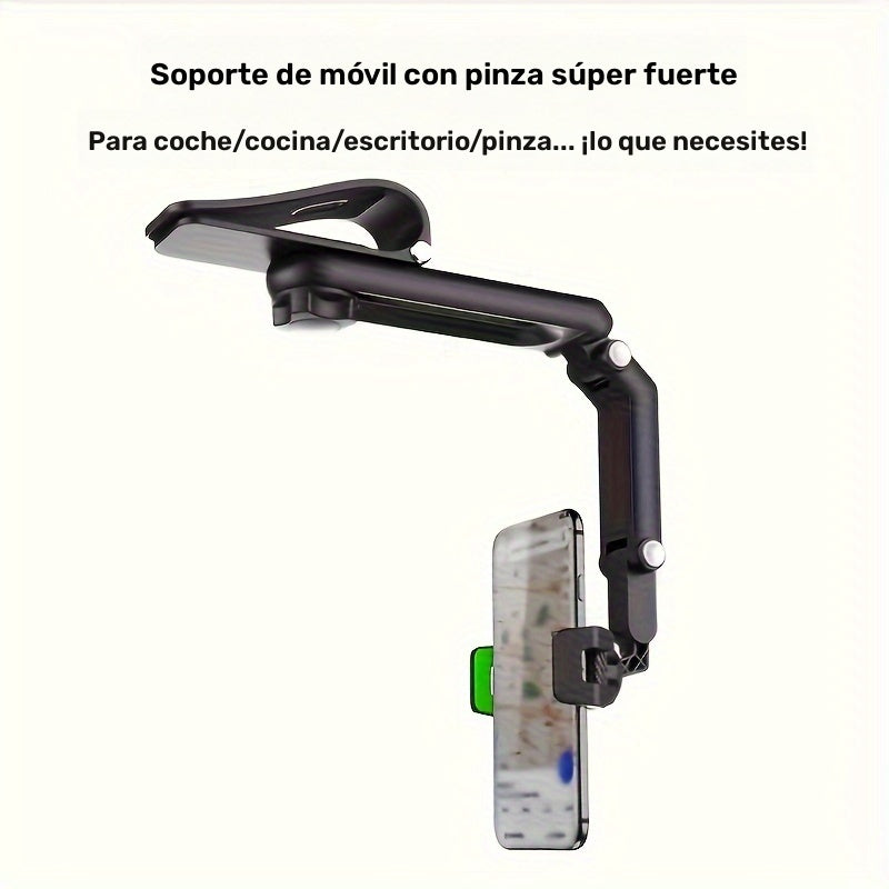 Montura para teléfono inteligente con parasol giratorio de 360° para automóvil, material ABS, compatible con el tablero, soporte para teléfono automático a prueba de agua con función de rotación