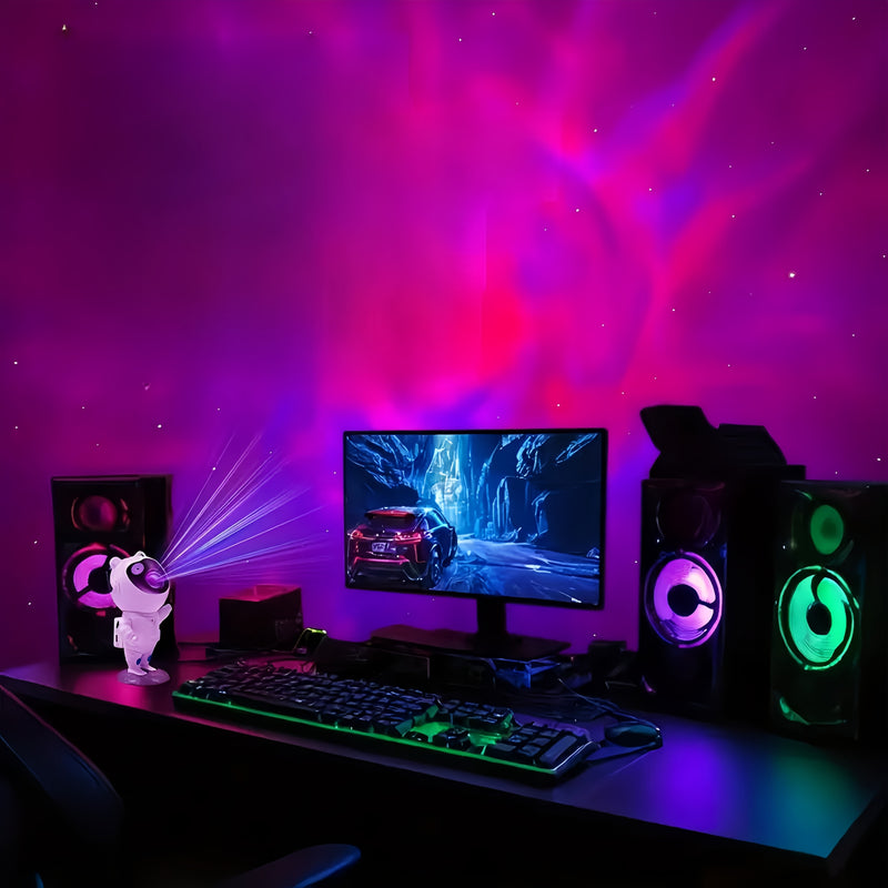Linterna de proyección plateada con cielo estrellado de astronauta, control remoto incluido, ideal para salas de juegos/escritorios/dormitorios/salones/oficinas/estudios, regalo perfecto para amigos/familia - cumpleaños/Día de San Valentín/Nadal/Hallowee