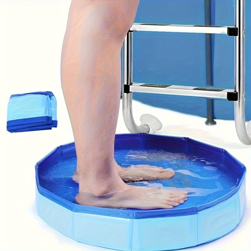 1 pieza, bañera plegable para sumergir los pies - Acceso limpio a la piscina portátil, azul, piscinas sobre tierra y accesorios para piscinas, piscina higiénica | Diseño plegable | Peldaño flexible para piscina, bañera de masaje para pies para baño de ba