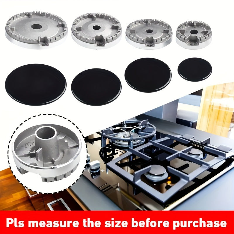 4 Paquete de perillas univer de aleación de aluminio para estufa de gas, juego de tapas de quemador Sabaf con tapas planas para accesorios de estufa de gas para horno y encimera sin batería