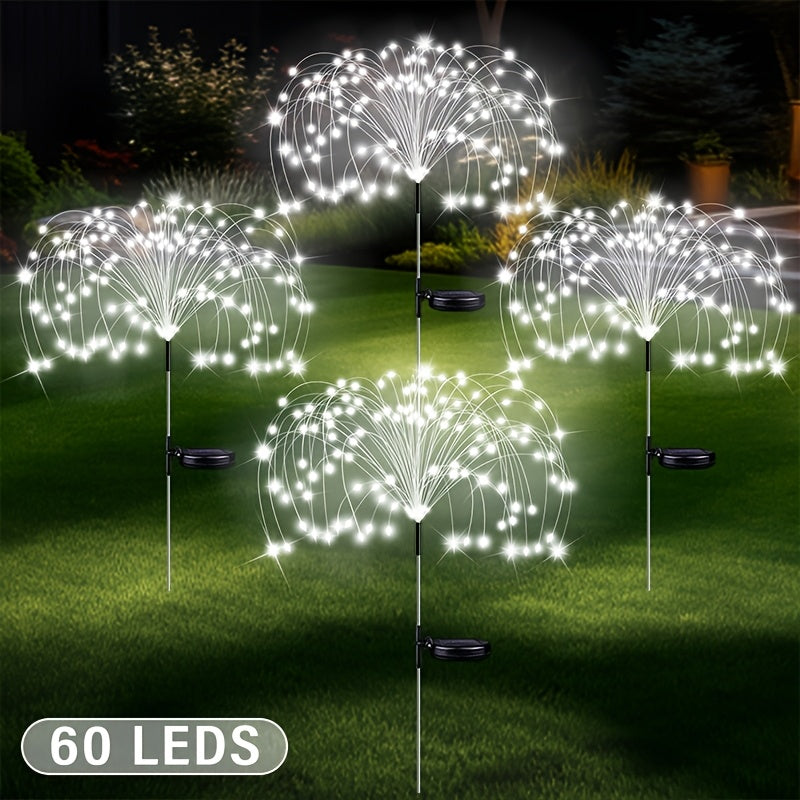 Luz de fuegos artificiales de jardín solar, luz decorativa de jardín solar exterior LED, IP65, alta calidad, iluminación de paisaje DIY para caminos, patios, decoraciones navideñas.
