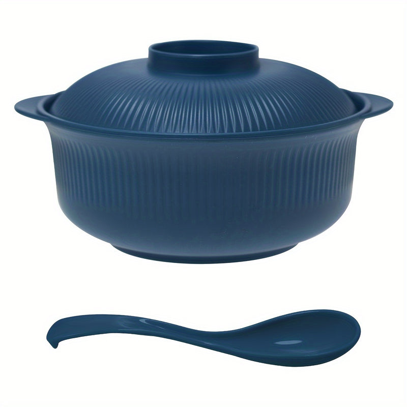Juego de 2 piezas de tazón para sopa y ramen con tapa y cuchara, capacidad extra grande de 1100ml/38oz, apto para lavaplatos, ideal para estudiantes, lonchera bento o restaurantes familiares