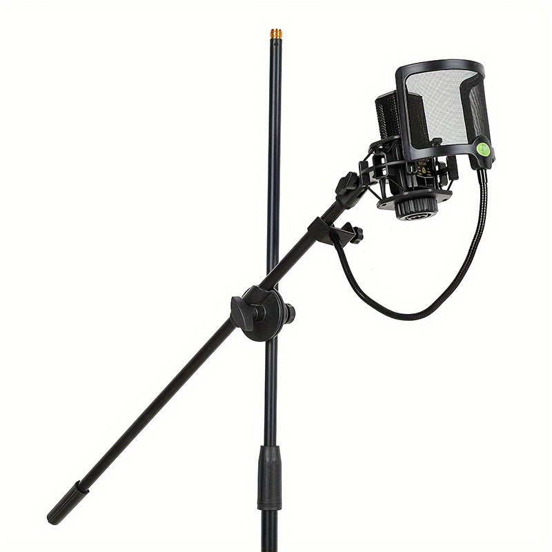 Filtro de pop de micrófono, protector de viento de micrófono flexible con malla metálica, pantalla de pop de micrófono adecuada para Blue Yeti y cualquier otro micrófono, grabación de estudio