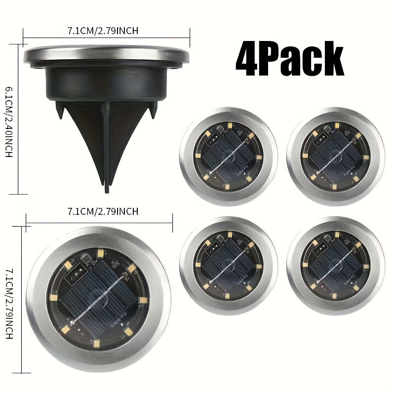 FACHOI 12/8/4 piezas luces solares para exterior, luces LED cálidas para jardín, terraza o camino, base de acero inoxidable, resistentes y duraderas