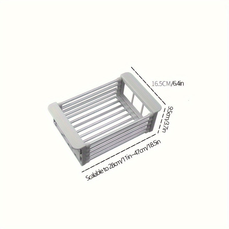 Rejilla para Secar Platos de Acero Inoxidable Expansible sobre el Fregadero, Cesta de Escorrentía Multifuncional Ajustable para Frutas y Verduras, Organizador Plegable para Lavado y Almacenamiento con Acabado Pulido, Estante para Secar Platos