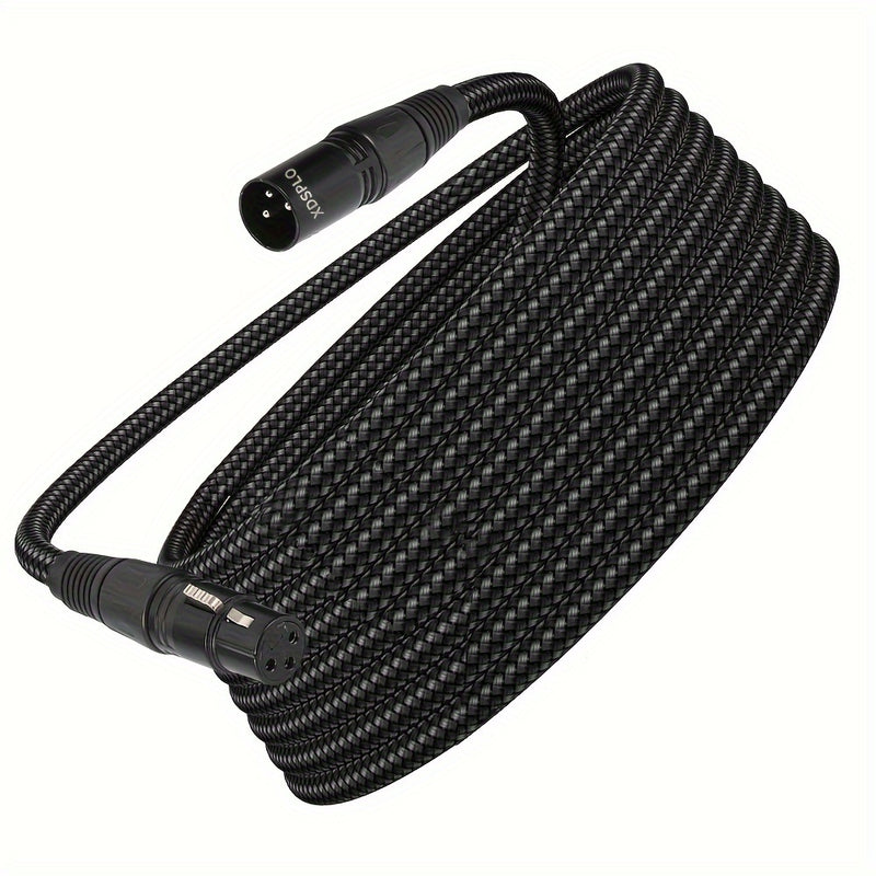 XDSPLO Cable de Micrófono de Alta Fidelidad XLR Macho a Hembra de 3 Pines - Trenzado de Nylon Duradero, Núcleo de Cobre Puro para Transmisión de Señal Sin Pérdidas, Mejorado con Pines Más Gruesos y Blindaje Intrincado - Ideal para Sistemas de Grabación y