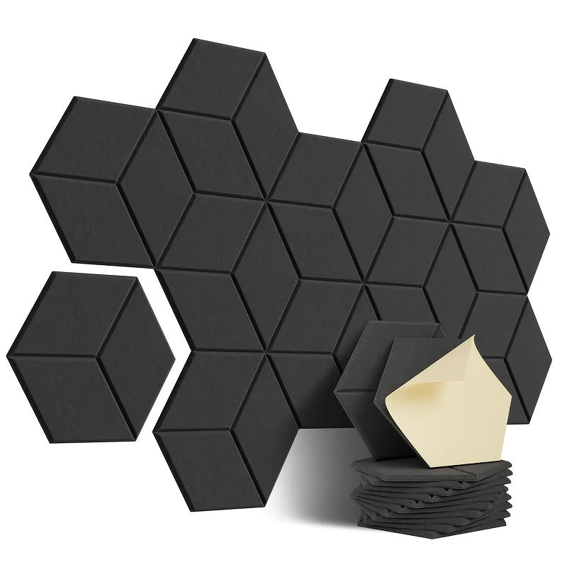 12 paneles acústicos autoadhesivos de 12" x 10" x 0.4" - Paneles insonorizados con alta densidad, diseño de moda en forma de Y, borde biselado, panel de 30x26x0.9cm que absorbe el ruido y elimina los ecos Eid Al-Adha Mubarak