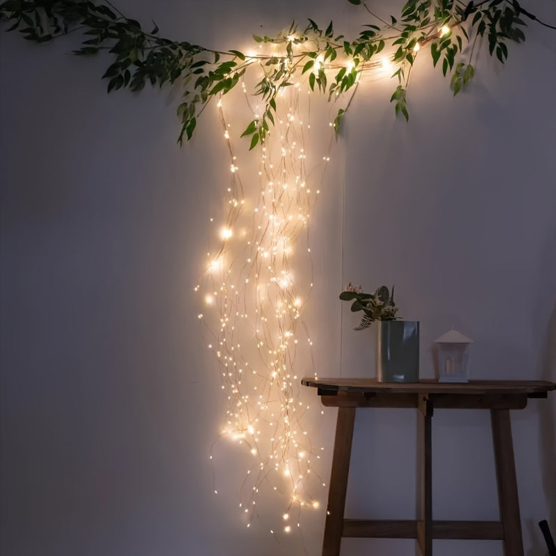 1 cuerda de luces de ratán con energía solar - Luces de hadas IP65 impermeables con 8 modos, ideales para exteriores, patio, jardín, porche, árbol, terraza, pared, bodas y decoraciones de fiestas, decoración de Navidad y Halloween | Cuerda de luces de ra