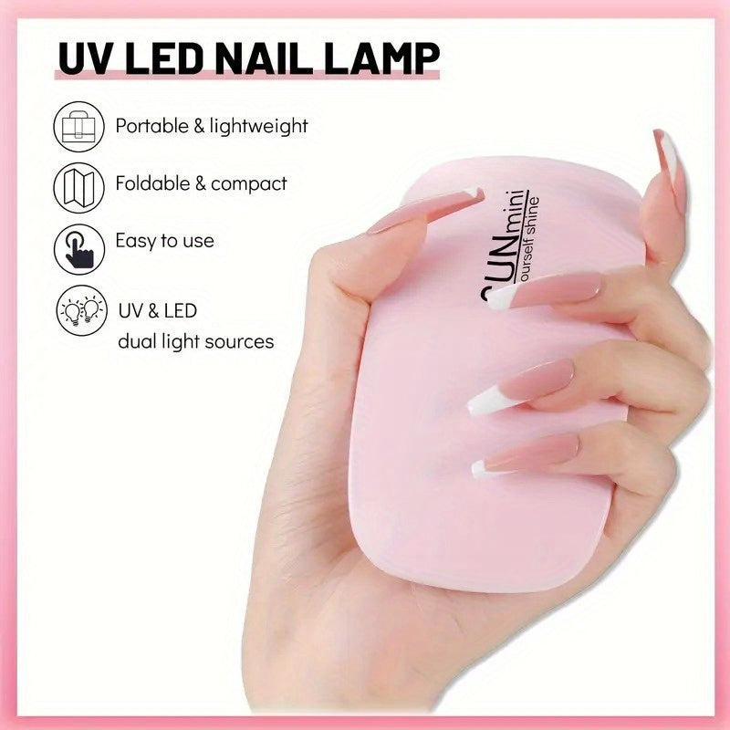 1/5pcs Lámpara LED de 6LED para Secado de Esmalte en Gel - Mini Secador Portátil con Doble Fuente de Luz, Sin Pantalla, Diseño Duradero y sin Olor, Ideal para Hogar y Viajes