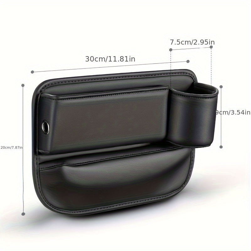 Caja de almacenamiento ajustable para rellenar el hueco entre los asientos del coche con tapa para tazas - Organizador multifuncional para teléfono, llaves, gafas y tarjetas, negro, solución de almacenamiento para coche | Accesorio de coche elegante | Al