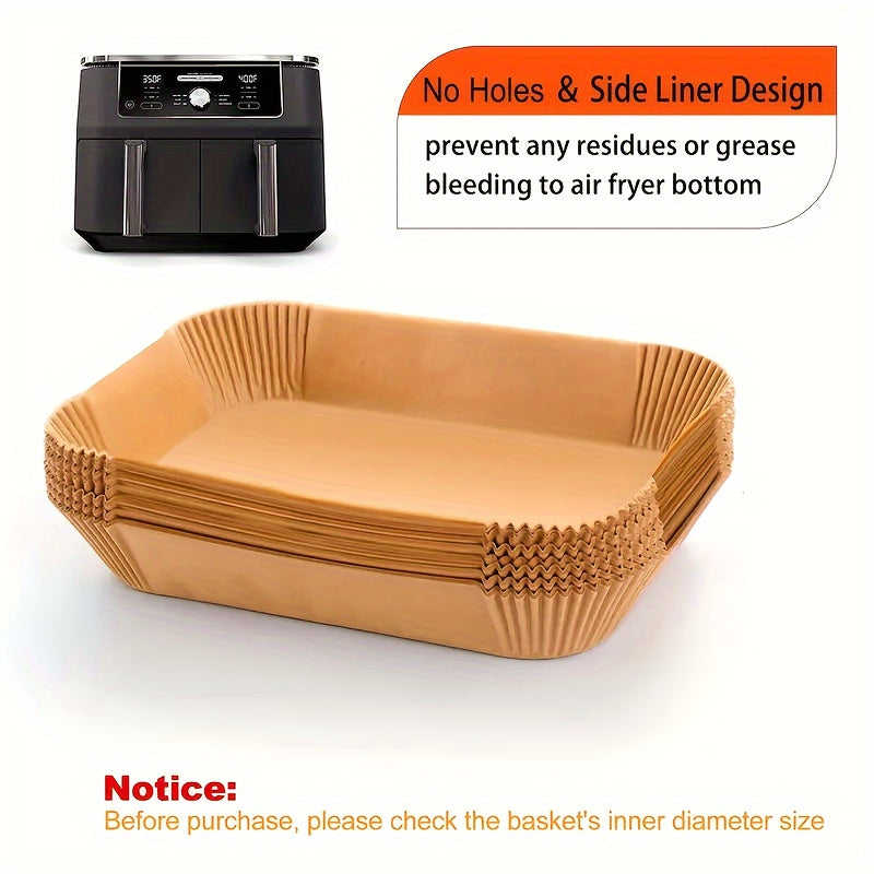 Forro Rectangular Duradero para Freidora de Aire con Diseño de Crestas - Papel Parchment No Blanqueado y No Tóxico para Fritura, Horneado y Parrilla sin Aceite - Compatible con Air Fryers, Horno y Parrillas - Ideal para Pollo, Papas Fritas y Alitas