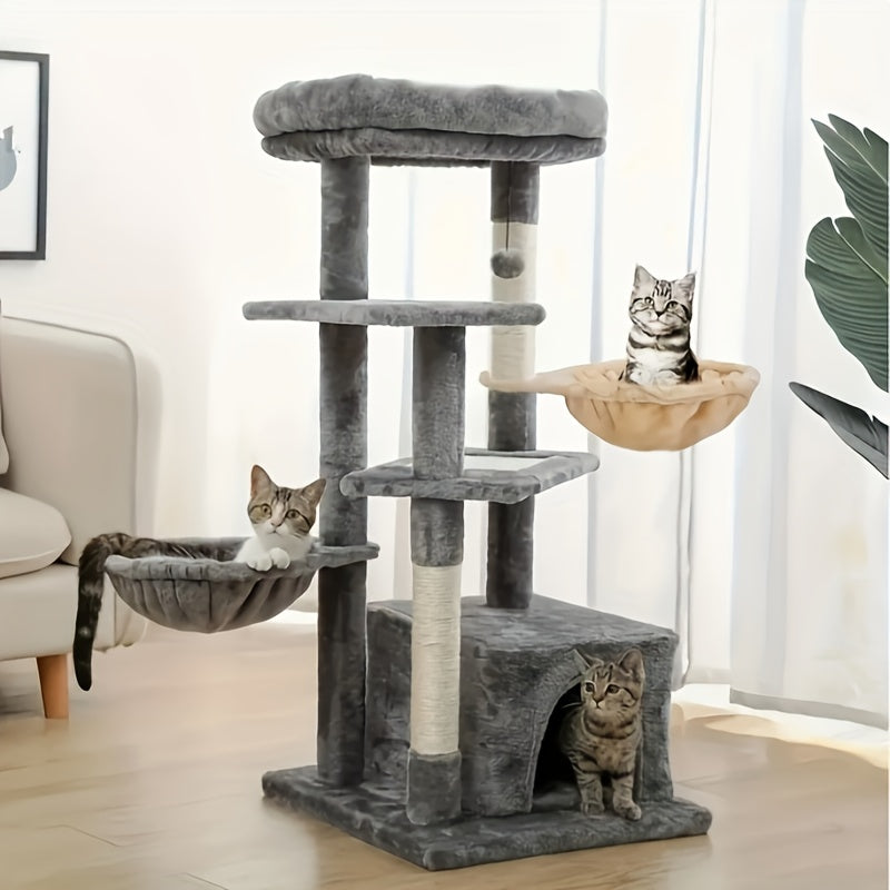 1 pieza, árbol de gato con hamaca, material de acero inoxidable, resistente y duradero con cesta, accesorio de hamaca de árbol de gato cómodo, reemplazo universal de hamaca de árbol de gato grande, adecuado para gatos, hamaca de gato gris de un solo ojo,
