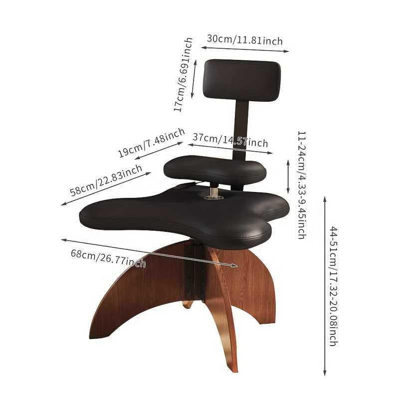 Silla de oficina de 1 pieza con altura ajustable y soporte lumbar ergonómico - Marco de metal, base de madera de corcho, forro negro, ideal para uso en casa y oficina, opción de asiento versátil | Silla de oficina moderna | Altura ajustable del asiento