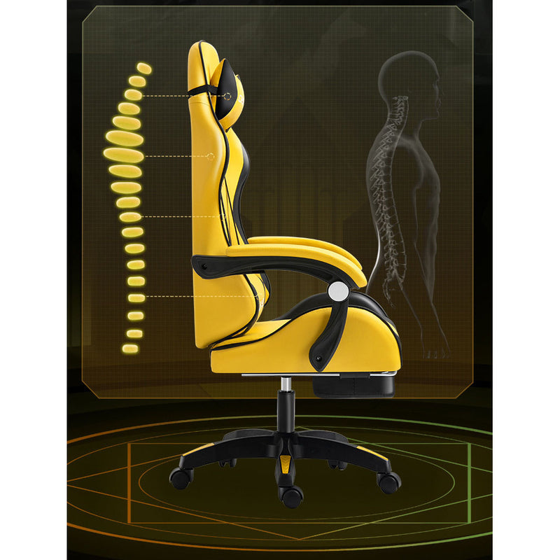 Silla de computadora ergonómica para el hogar y la oficina - Comodidad para sentarse durante mucho tiempo, diseño sin fatiga, detalles negros y amarillos, altura ajustable, reposabrazos acolchados y base sólida, silla de computadora para escritorio.