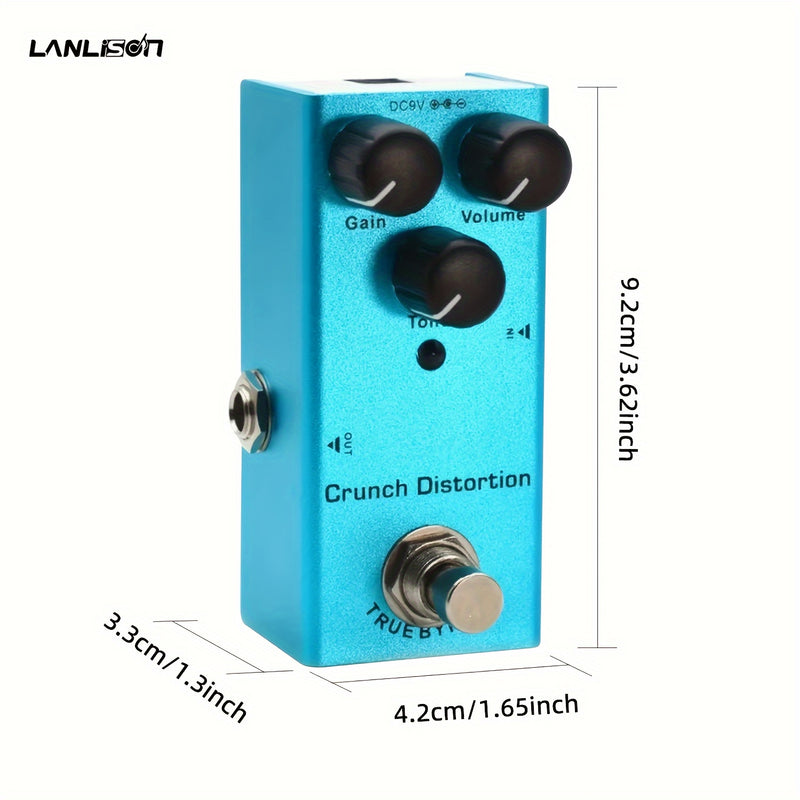 Pedal de Efectos para Guitarra Eléctrica Crunch Distortion Tipo Mini Simple DC 9V True Bypass Equipado con Cable de Refuerzo USB5V a 9V