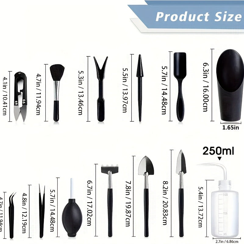 13 piezas Kit de Cuidado Avanzado de Plantas Bonsái - Herramientas de Madera y Metal Duraderas para Plantas de Interior, Cactus y Jardines de Hadas - Incluye Tijeras de Poda, Cuchillo de Injerto y Regadera - Perfecto para Macetas y Plantas en Macetas, Ki