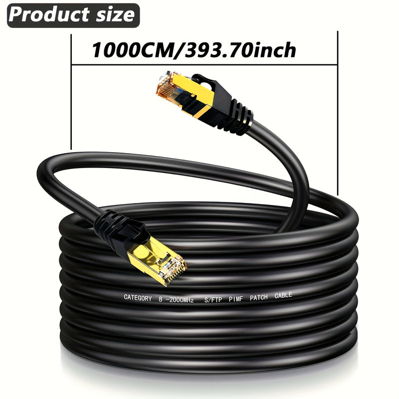 Cable Ethernet blindado CAT8, de 1.64 pies a 32 pies - Uso intensivo en interiores/exteriores, 40 Gbps, 2000 MHz Cable de red SFP+ para enrutadores y módems, Cable Ethernet de alta resistencia | Cable blindado | Cable Ethernet duradero